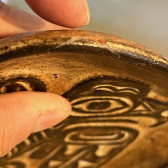 Vtg Haida Hand made clay plate Eagle thunderbird artist Ruth Meecham. *READ* - Picture 5 of 7